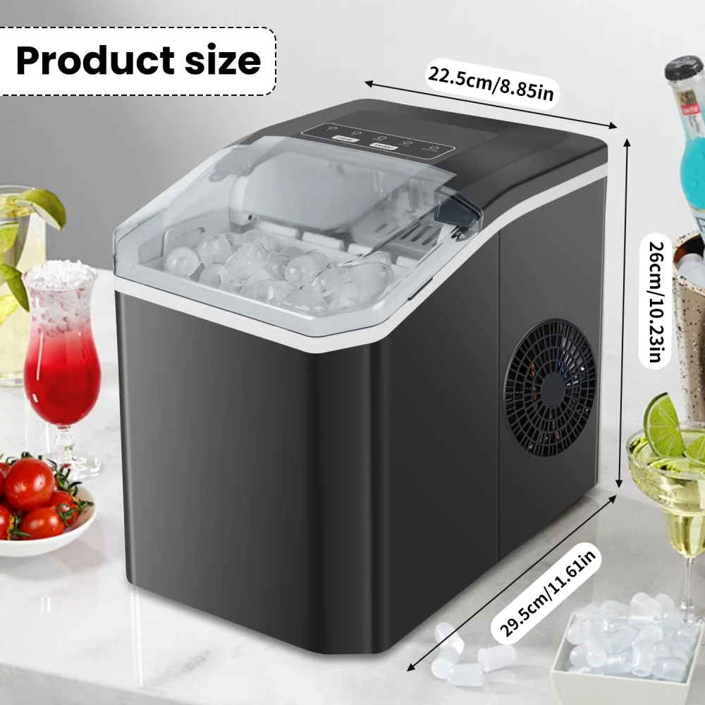 Automatische IJsmachine Draagbaar 12kg/24u IJsmachine Zelfreinigende IJsblokjesmachine Stil Ontwerp Met IJslepel Voor Thuis Keuken Bar