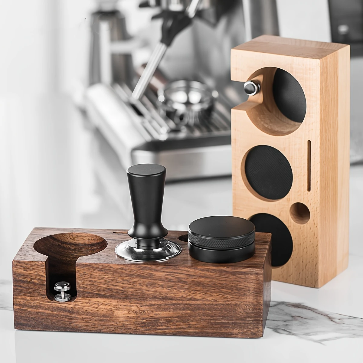 

Elegant Wooden Espresso Tamper Station Fits 51/58mm Vintage Home Decor Anti-Slip Coffee Bar Accessory