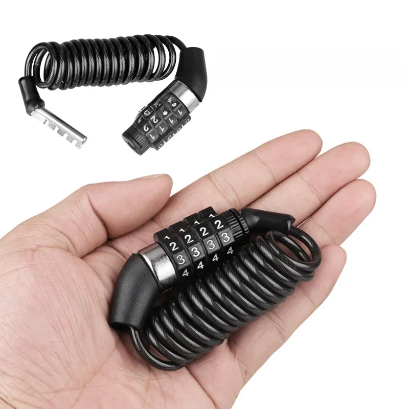 AliExpress Durable Classic Helmet Lock Chain 4 Digit Password Combination Portable Bike Motorcycle Anti-theft Cable Lock Stitch Motor Part
