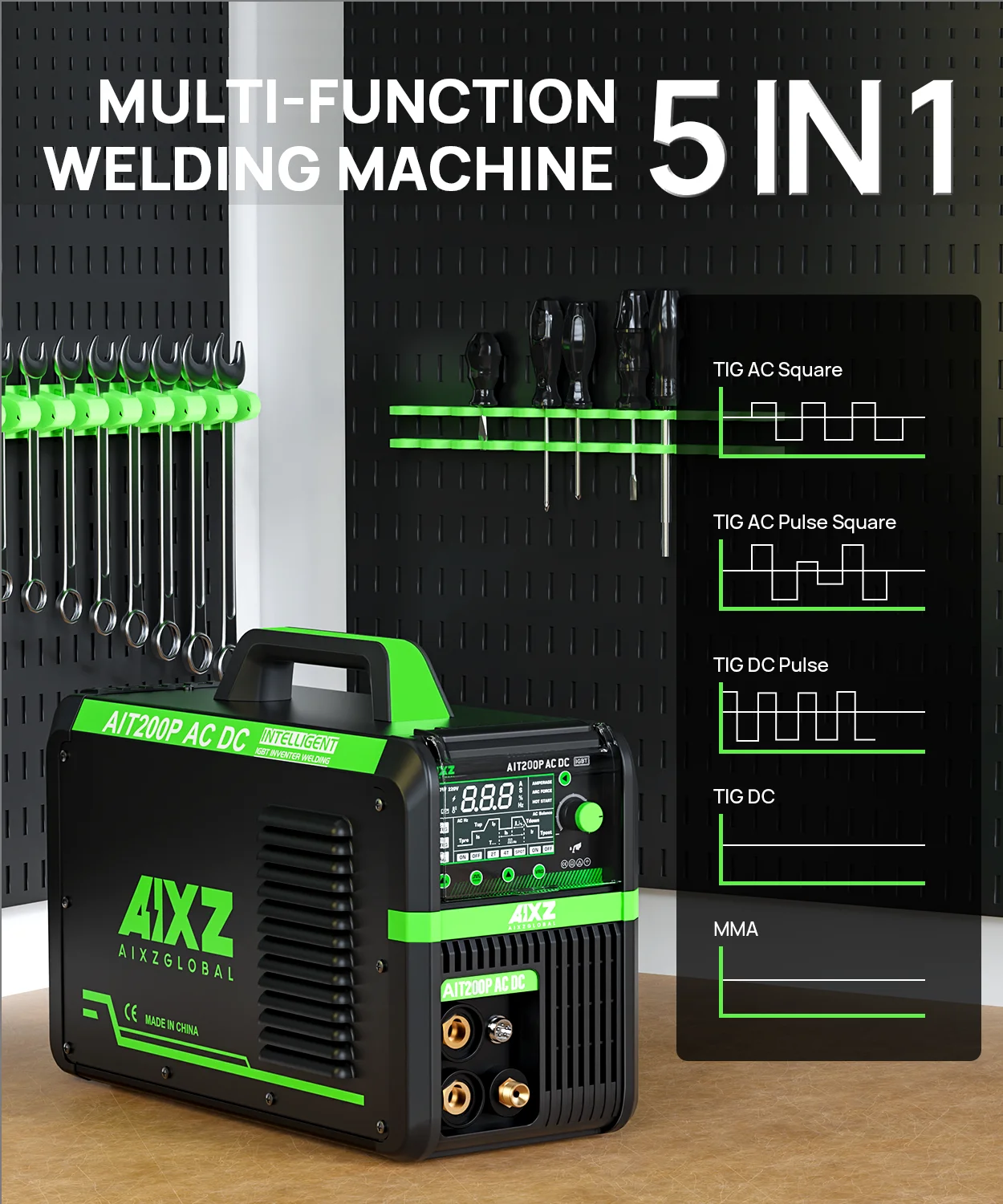 AIXZ Single Pulse 230V 180A Welding Machine Multi-function TIG/MMA/ARC Force Anti Stick AIT200P AC/DC IGBT Inverter Welder