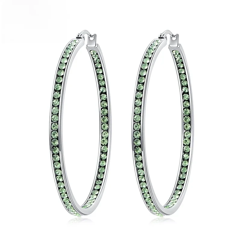 CiNily Blue & Green & Yellow & Pink CZ Crystal Stone Hoop Earrings Stainless Steel Summer Party Cute Jewelrys for Girl Woman — zdjęcie 2