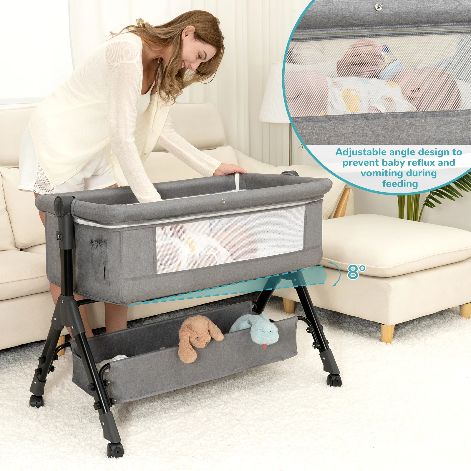 3 in 1 Baby Bassinet Bedside S - Bassinet Bedside Sleeper ulasan dan harga