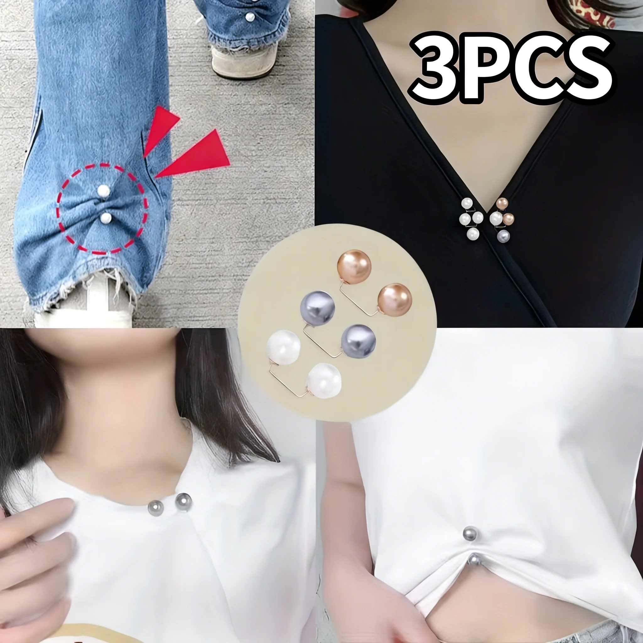 

3pcs three elegant brooches, a versatile mixed-color set. classic pins to adorn blazers, sweaters, and more.