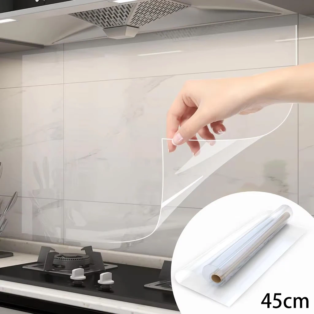 

Прозрачные обои 45 см, подходящие для кухонь, защитная пленка с электростатической адсорбцией, маслостойкая наклейка на стену, украшение для дома
