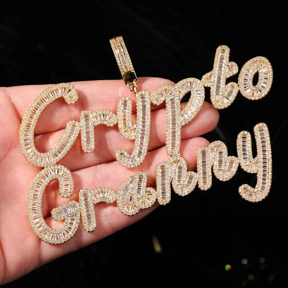 Custom Alphabets 26 A-Z Letter Necklace Customized Iced Out Two Rows Word Pendant Fashion Hip Hop Jewelry Gifts For Women Men