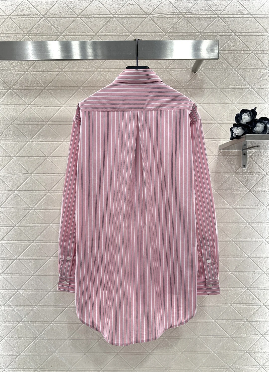 

25 New Style Lapel Pink Button Striped Loose and Comfortable Shirt