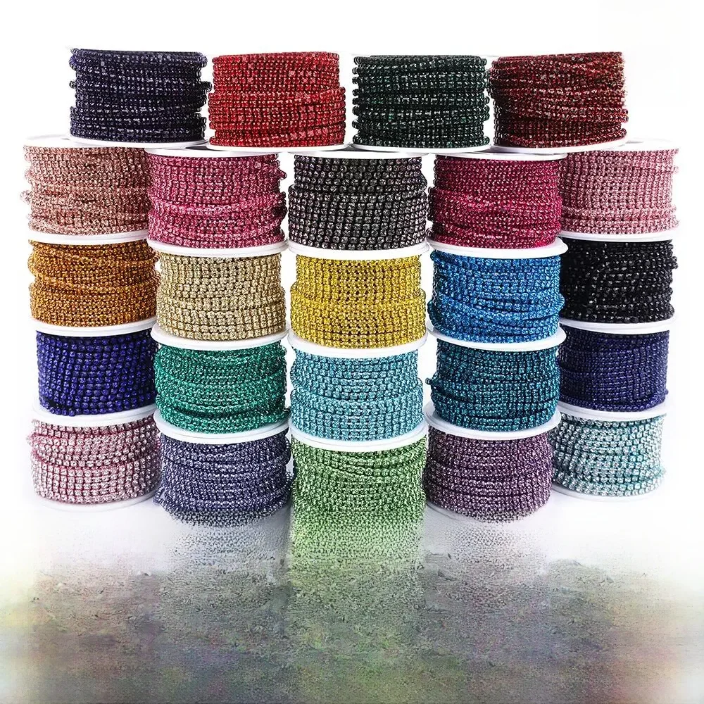 Crystal10 Yard Strass garniture pierre tasse chaîne or diamant Strass décoratif Applique cristal garnitures pour robes