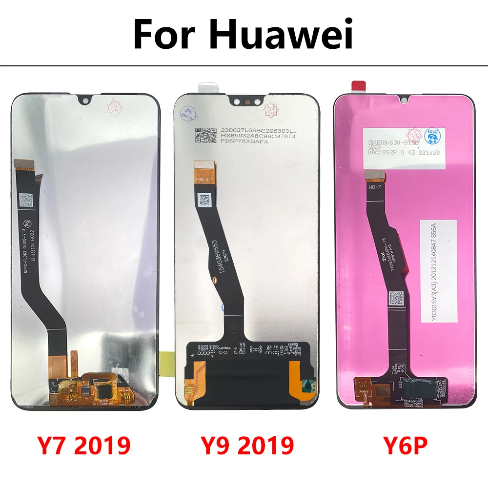 LCD Display Screen Touch Digitizer Assembly With Frame Repair For Huawei Y6P Y7 2019 Y9 2019