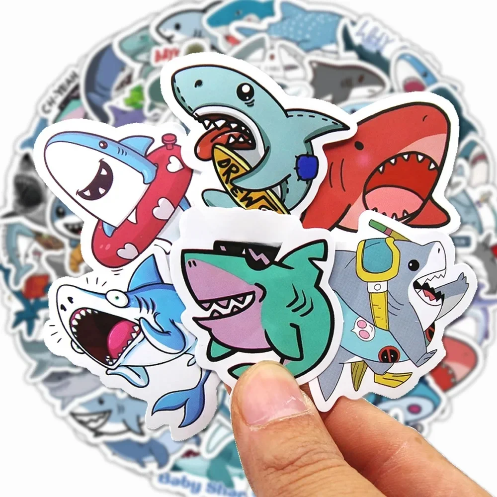 50-300p requins océan poisson Kawaii autocollants jouets mignon dessin animé décalcomanies pour enfants bricolage ordinateur portable Scrapbook papeterie réfrigérateur drôle autocollant