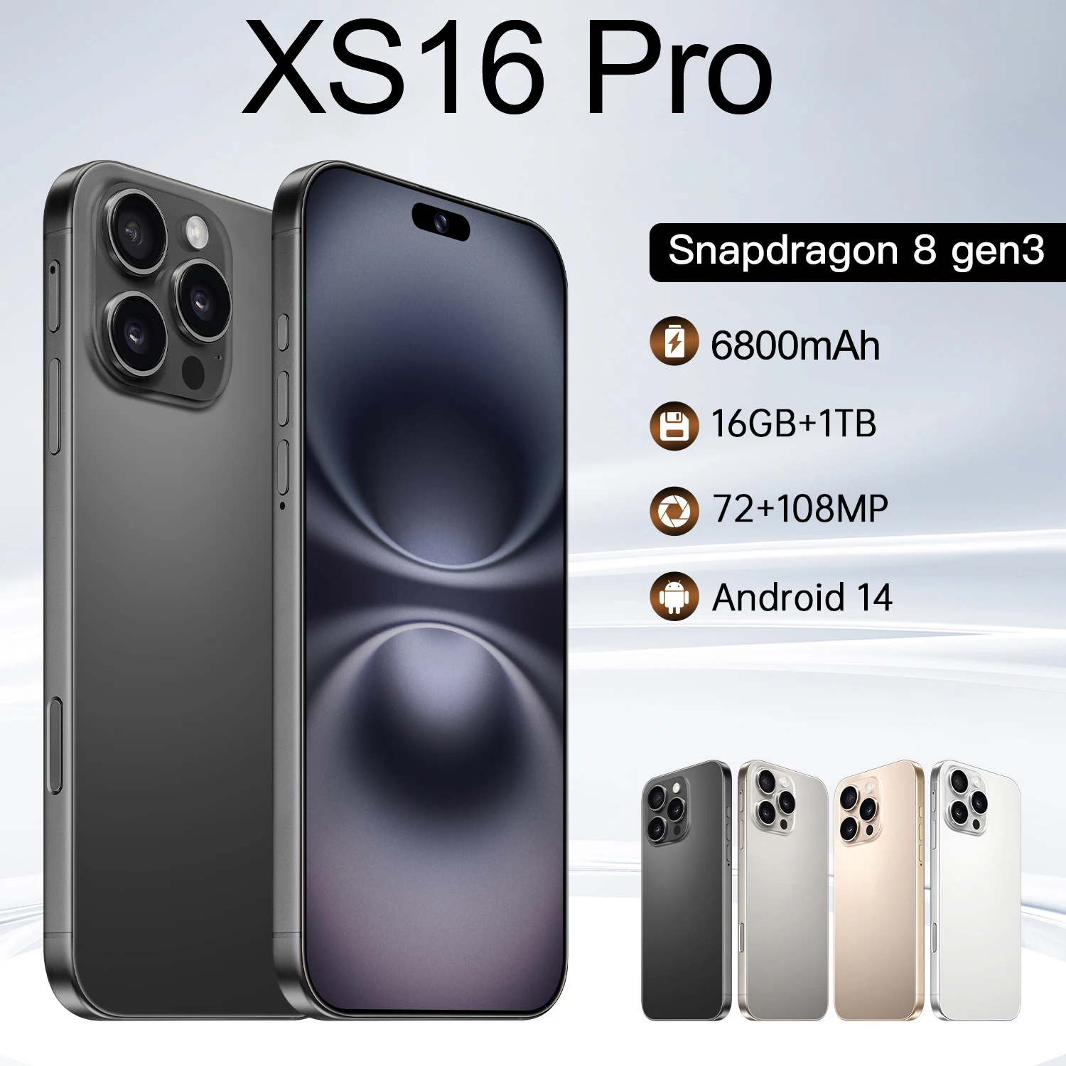 جديد XS16 Pro HOT 2026 عالي الجودة 7.3 بوصة الإصدار العالمي بطاقة مزدوجة ذكية بطارية 6800 مللي أمبير وظيفة التعرف على الوجه