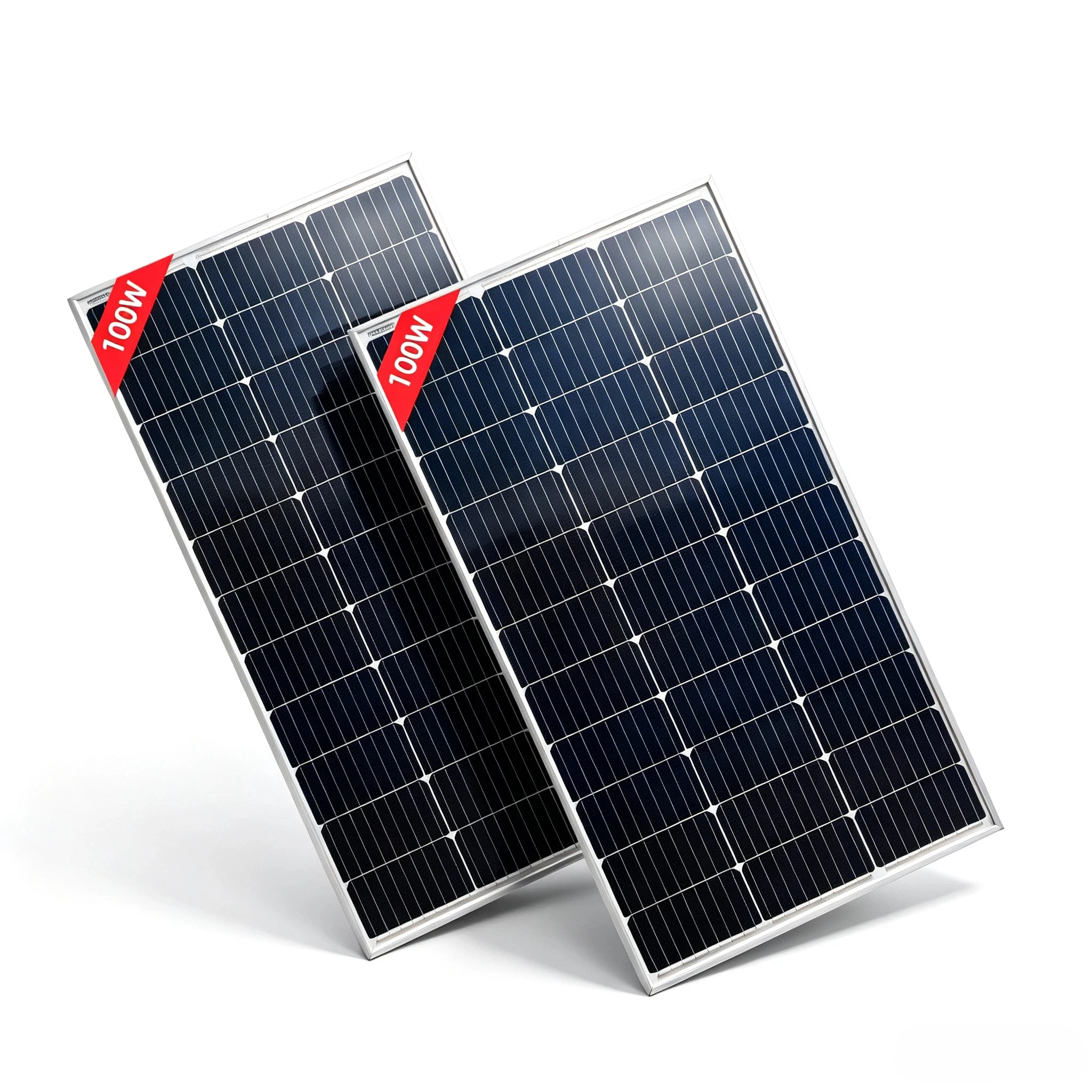 100W Solarpanel aus gehärtetem Glas mit Aluminiumrahmen, hocheffizientes monokristallines PV-Modul, wasserdichtes und langlebiges Off-Grid-Solarladegerät für Wohnmobile, Boote, Balkone, 12V-Batterie