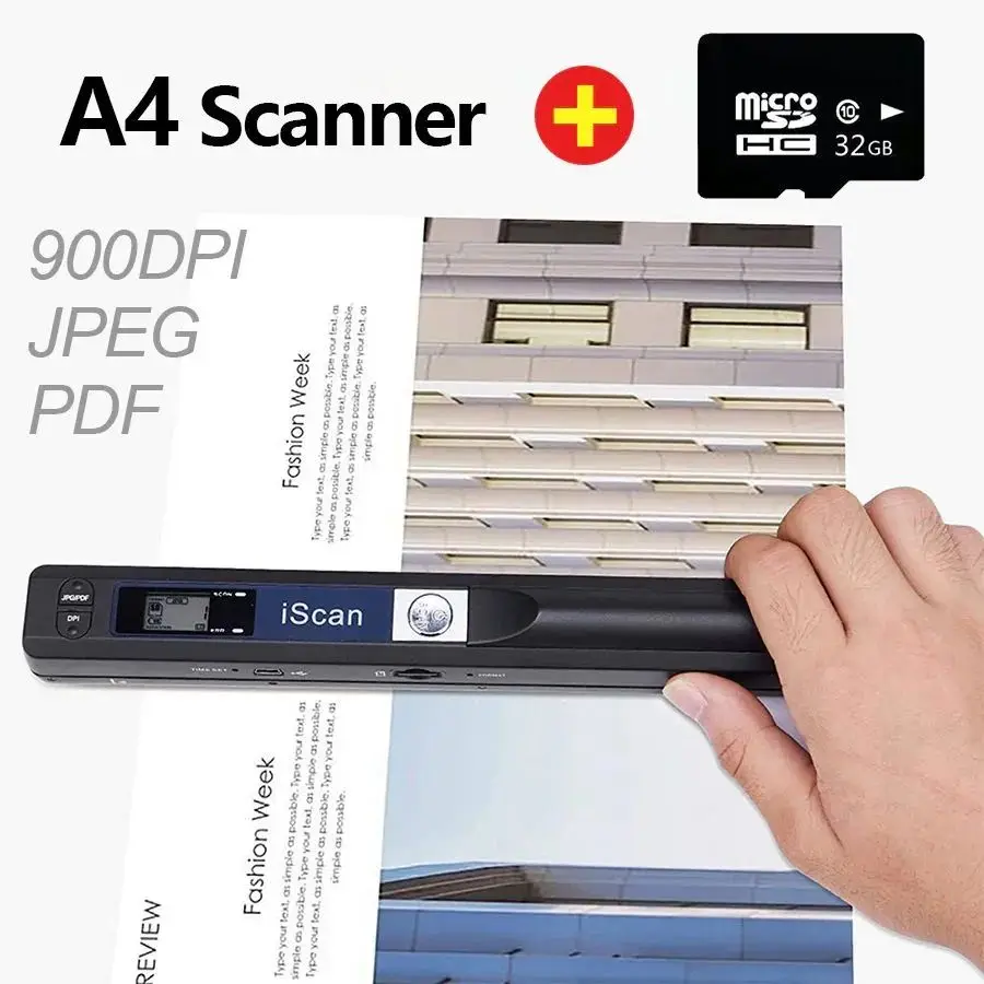 Portable Scanner IScan A4 Support Scan Width 216MM Documents Books File Photo Image Selection JPG/PDF Format Resolution 900 DPI