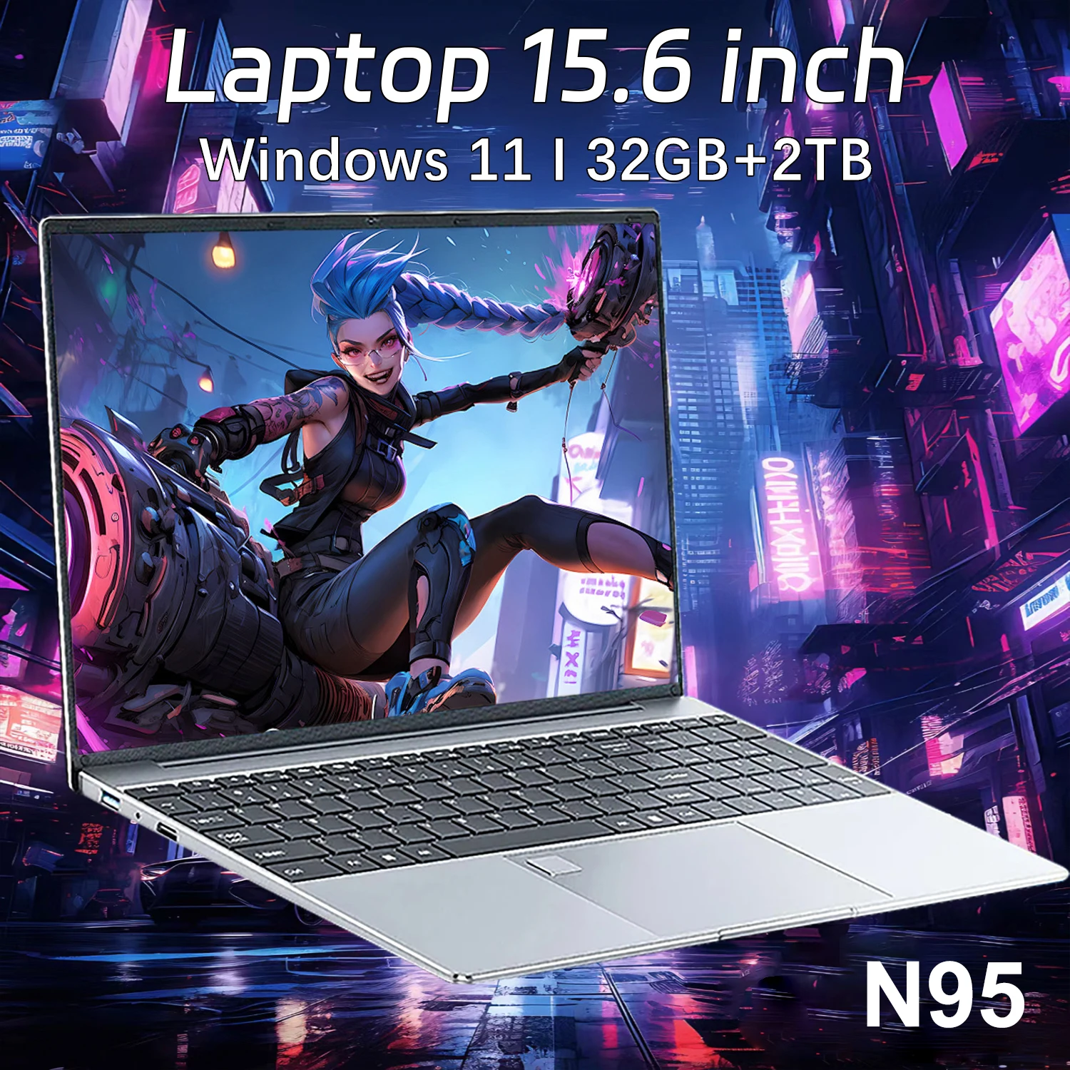 2024 Gaming Laptops Windows 11 Woman Study Notebook Netbook 15.6 Inch 12th Gen Intel Alder N95 32GB DDR4 2TB WiFi Ultrabook