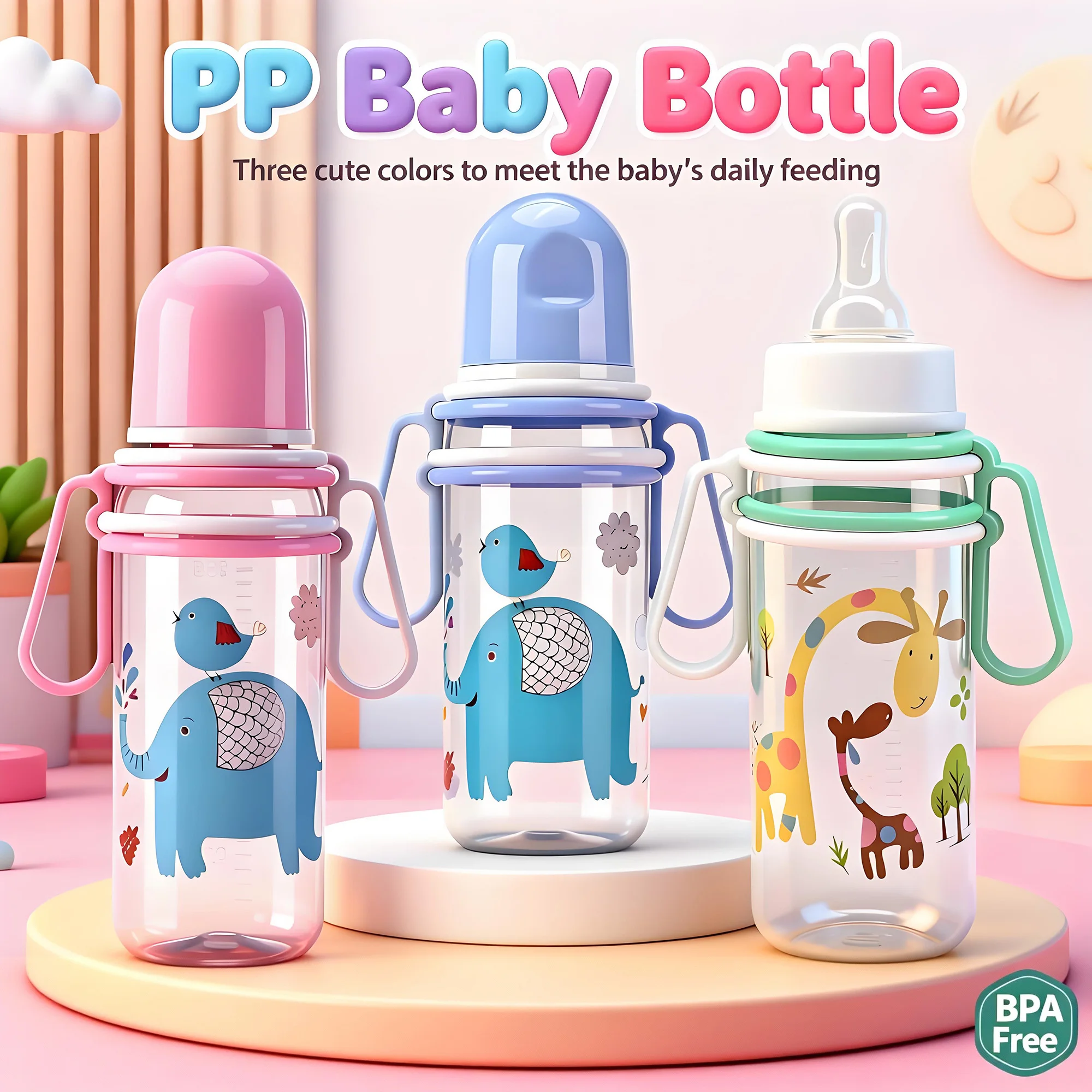 

Бутылочка для новорожденных объемом 250 мл, с ручкой, детская бутылочка стандартного размера, прямой корпус, защита от падения и удушья.