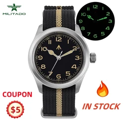 Militado ML08 Vintage Military Quartz Watch VH31 Movement Watches Domed Sapphire Crystal Super Luminous 100m Waterproof Watches