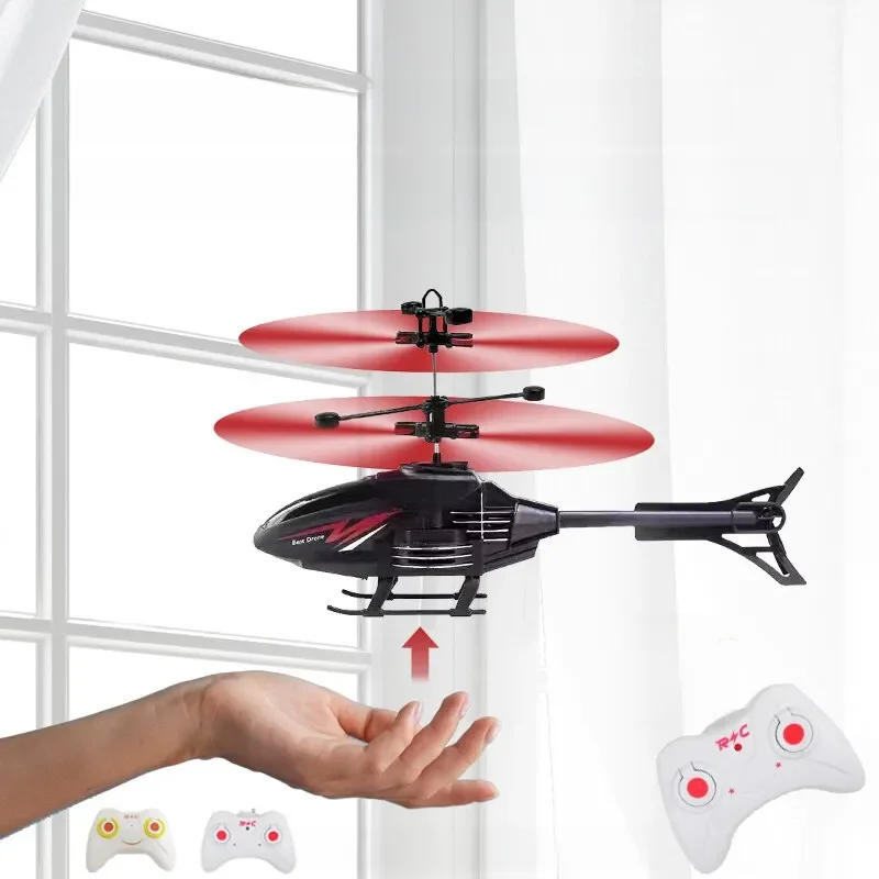 2 Canais Gesture Control Suspensão Helicóptero RC Remote Induction Aircraft Com Carregamento LED
