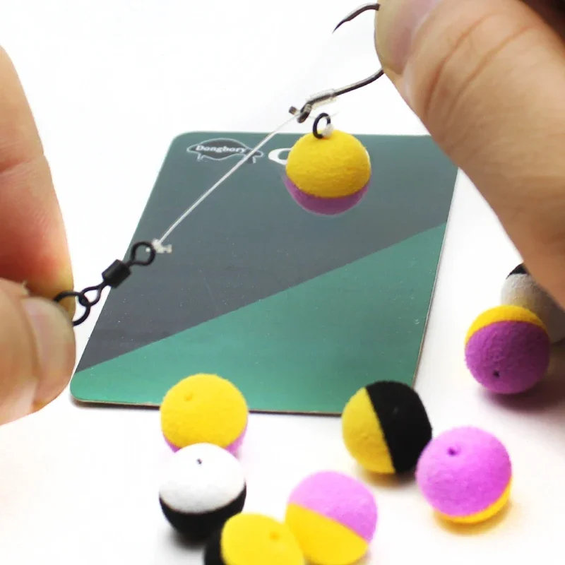 15szt Boilies Carp Fishing Bait Duo Foam Pop Up Boilies Ball Black & Yellow Imitation Bait for Carp Hair Zig Rig Feeder Fishing — zdjęcie 2