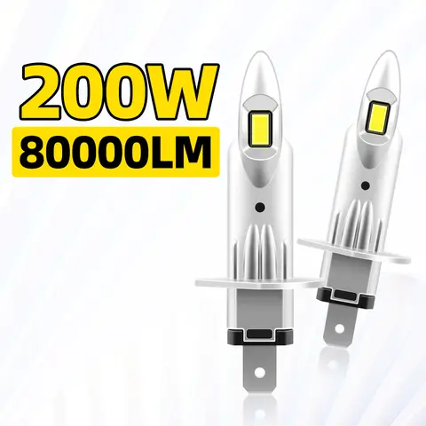 2PCS H1 LED 200W 80000LM H1 Car Lights 16PCS 8054 CSP Chips 6000K White Auto Mini Diode 1: 1 Size Turbo Lamps Plug&Play 12V 24V