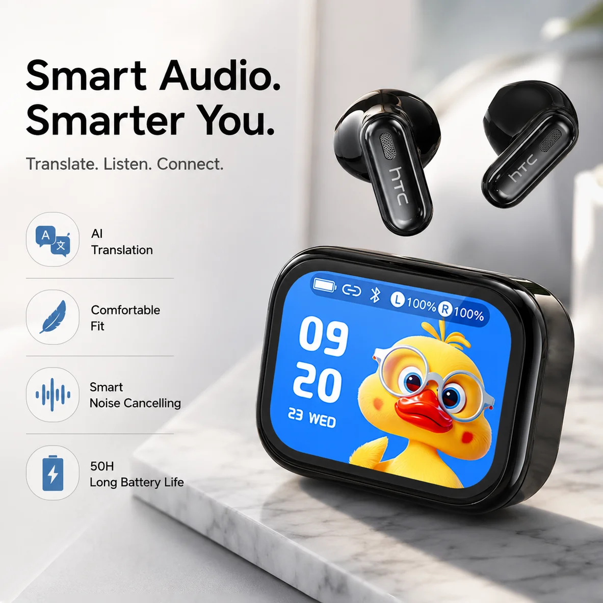 NE68 Kabellose In-Ear-Kopfhörer (Bluetooth) mit HD-LCD-Display, KI-Übersetzungsfunktion, 50 Stunden Akkulaufzeit, erstklassiger akustischer Abstimmung und Kompatibilität mit mehreren Geräten.