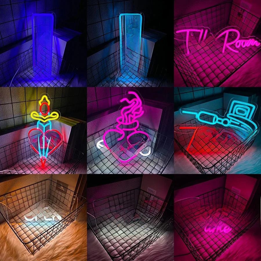 Enseigne au néon de tatouage, enseignes au néon réutilisables à LED, enseigne de magasin de tatouage pour Salon de tatouage, Studio, Plaque de magasin, cadeau pour décoration murale, alimenté par USB