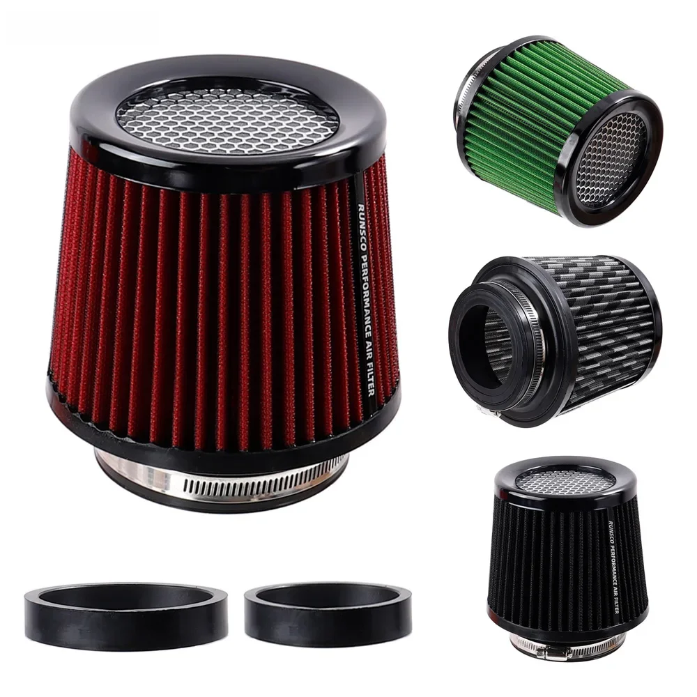 76MM 89MM 101MM Filtr wlotu powietrza z wysokim przepływem i zimnym stożkiem 2,5 cala 3 cale 3,5 cala Uniwersalna modyfikacja samochodowego filtra powietrza do samochodu wyścigowego — zdjęcie 2