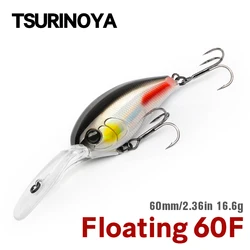 TSURINOYA 60mm 16.6g 0-3m Floating Fishing Lure Crankbait CHASER 60F Crazy Wobbler Artificial Hard Baits Long Casting Crank