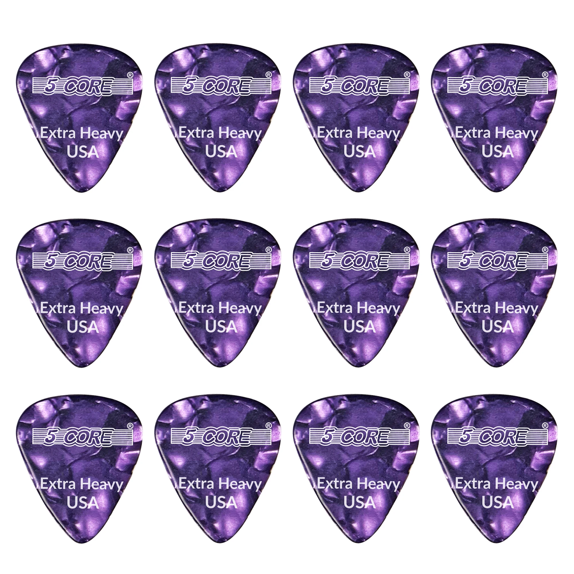

5Core Guitar Picks 1.2mm Celluloid Extra Heavy Gauge Pick - Acoustic Electric Bass Guitars PURPLE- G PICK EXH PR 12PK