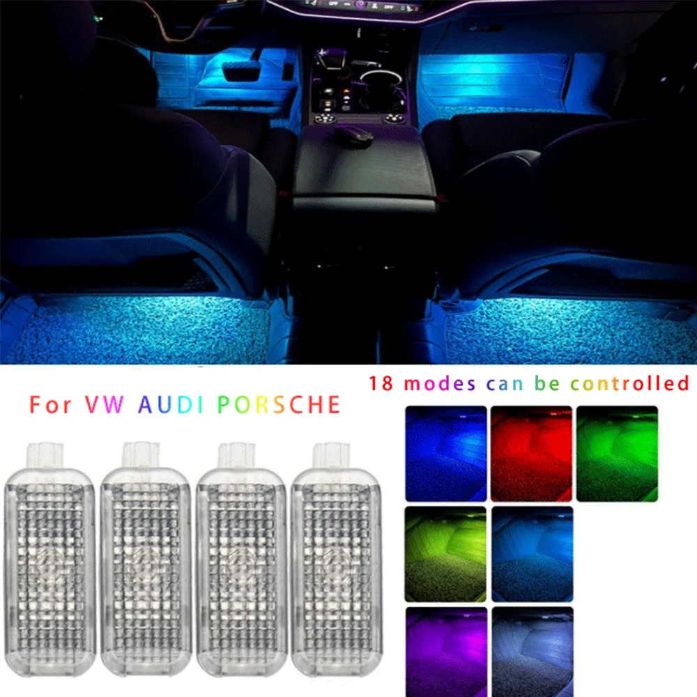 LED Colorful Footwell Lights For Audi A3 8V A4 B8 B9 A5 F5 A6 C8 A7 A8 D5 Q5 FY Q7 4M Sline Quattro Footlights Atmosphere Lamps