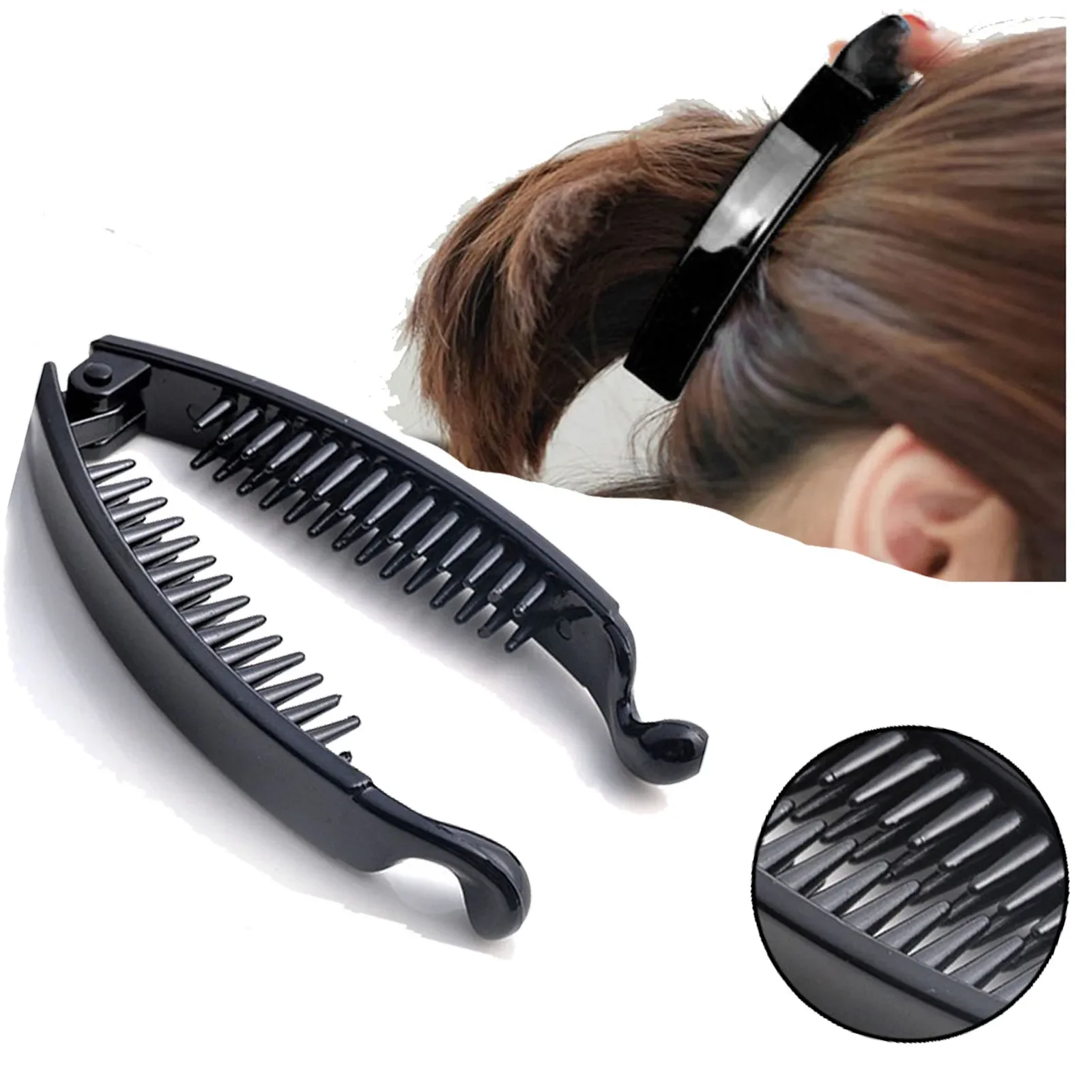 10 Cm Darmowe spinki do włosów Banana Spinki do włosów dla kobiet Solid Tortie Pearl Shape Hair Claw Twist Ponytail Holders Rena Chris — zdjęcie 2