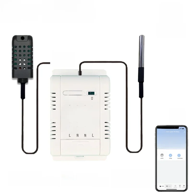 Mumubiz Tuya Zigbee Schalter mit Temperatur-Feuchtigkeitssensor, Smart 16A 3000W Thermostat TH16