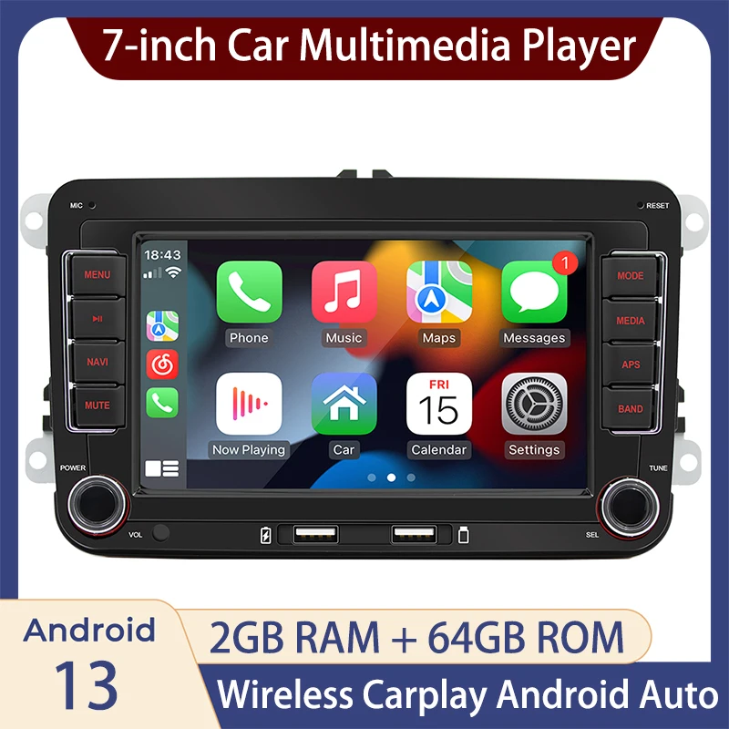 2 Din Car Radio for Volkswagen Golf 5 6 Polo Passat B6 B7 CC Skoda Jetta Wireless Carplay Android Auto GPS Car Multimedia Player