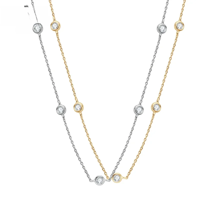 IOGOU 925 Sterling Silver Choker 2.5mm/4mm D Color Bezel Round Moissanite 14k Gold Plated Naszyjnik dla kobiet Certyfikowane prezenty jubilerskie — zdjęcie 2