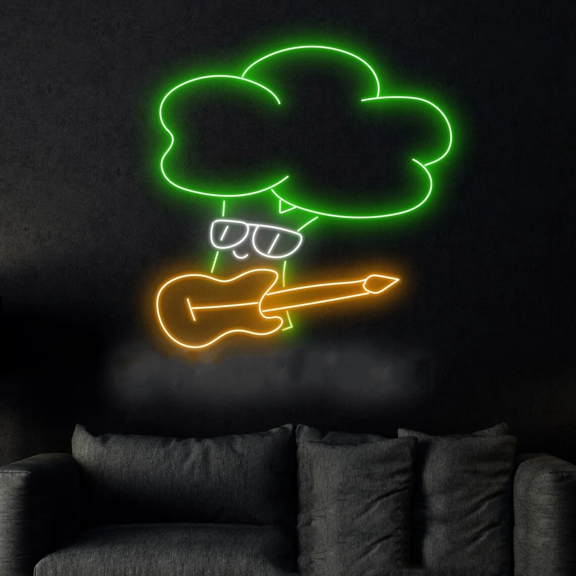 

Broccoli Rockstar Neon Sign Vegetable Store Wall Decor Neon Sign Rock Led Light Music Studio Wall Art Neon Sign