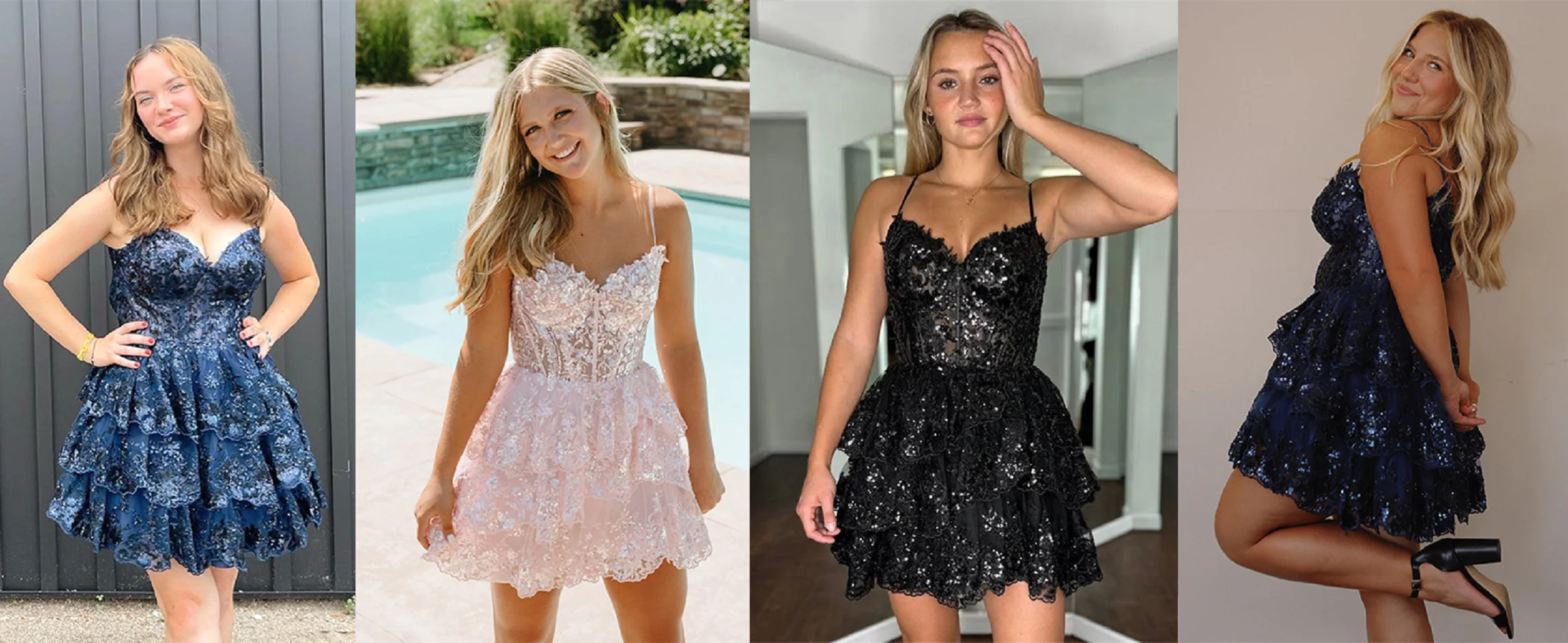 Spaghetti Straps Lace Tulle Homecoming Dresses for Teen Tiered Short Hoco Dress 2024 New Girls Prom Dress Sparkly Cocktail Gowns