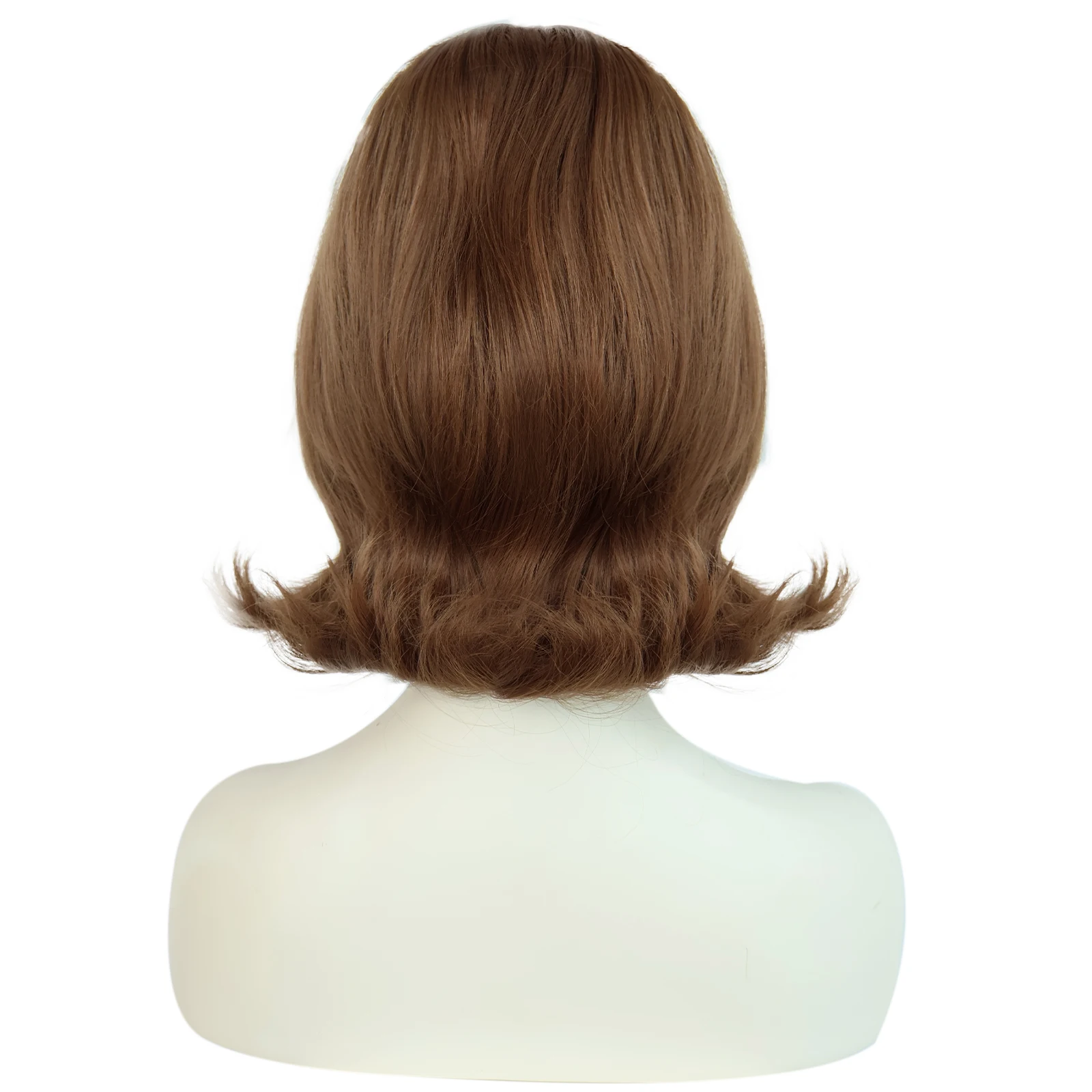 Synthetic Brown Womens 60s Retro Beehive Wigs, 70s Pinup Pelucas Short Flip Wig for Halloween Party Wig