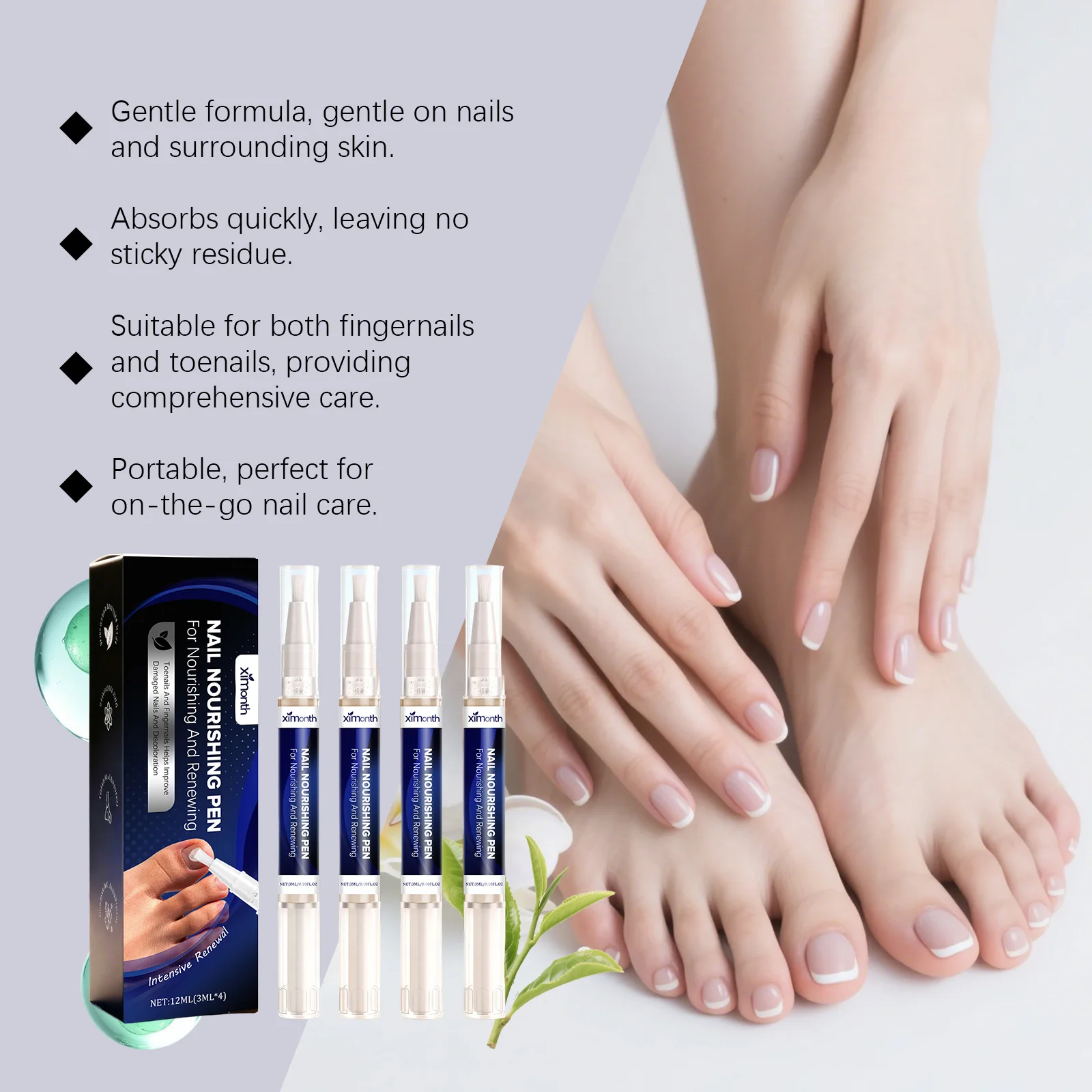 Caneta de Óleo Nutritivo para Unhas Ximonth Fortalece as Unhas e Melhora a Cutícula Nutrição Herbal Promove Nutrição Duradoura para Unhas dos Pés