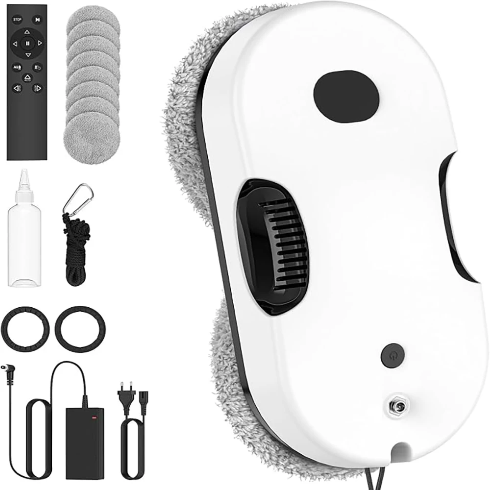 Image of 3300Pa Fensterputzroboter mit Doppelsprühfunktion, bürstenlosem Motor, Fernbedienung, 500mAh UPS, automatischer Glasreiniger für rahmenlose Fenster zu Hause