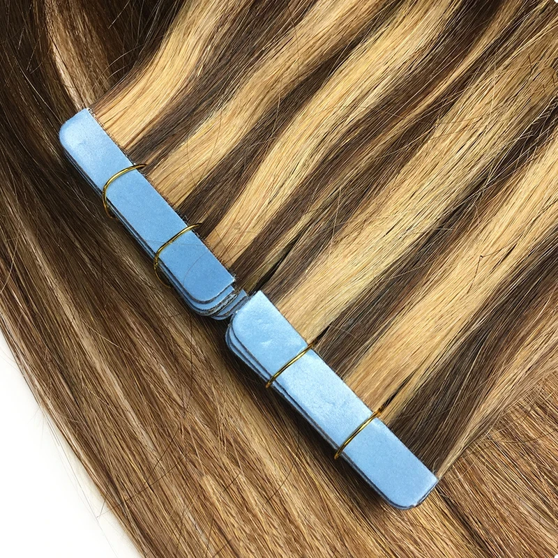 شريط في وصلات الشعر 100% ريمي شعر بشري طبيعي لحمة الجلد