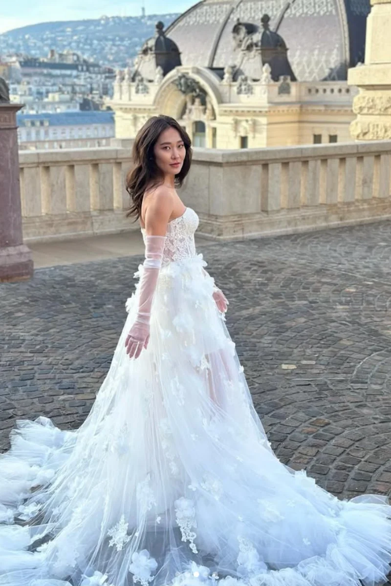 Jessica Princess White Evening Dresses Handmade Tulle 3D Applique Prom Dresses A-line Women Vestidos De Fiesta Customized
