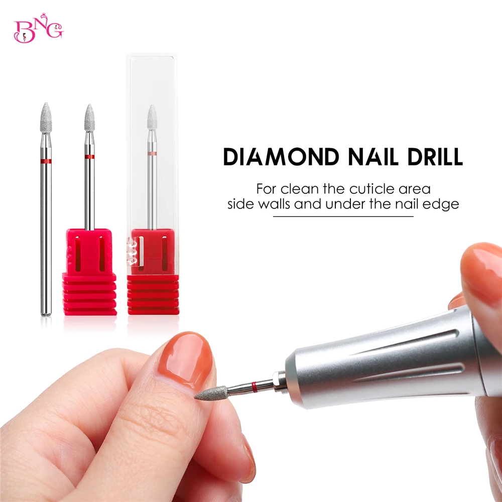 BNG Flame Cuticle Drill Bit Set 2Pcs Pro Diamond Nail Bits for Nail Salon Manicure and Pedicure Russian Electric File bits