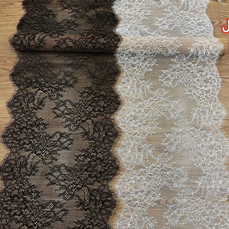 Cils bilatéraux en dentelle, accessoires noirs et blancs, doux, décoration de robe en dentelle pour vêtements