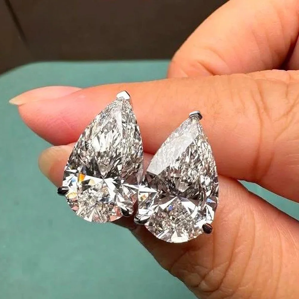 Kolczyki sztyfty z moissanitem w kształcie kropli wody z certyfikatem, 1-4CT, diamentowe kolczyki w kształcie gruszki, srebrna biżuteria S925 dla kobiet i mężczyzn. — zdjęcie 2