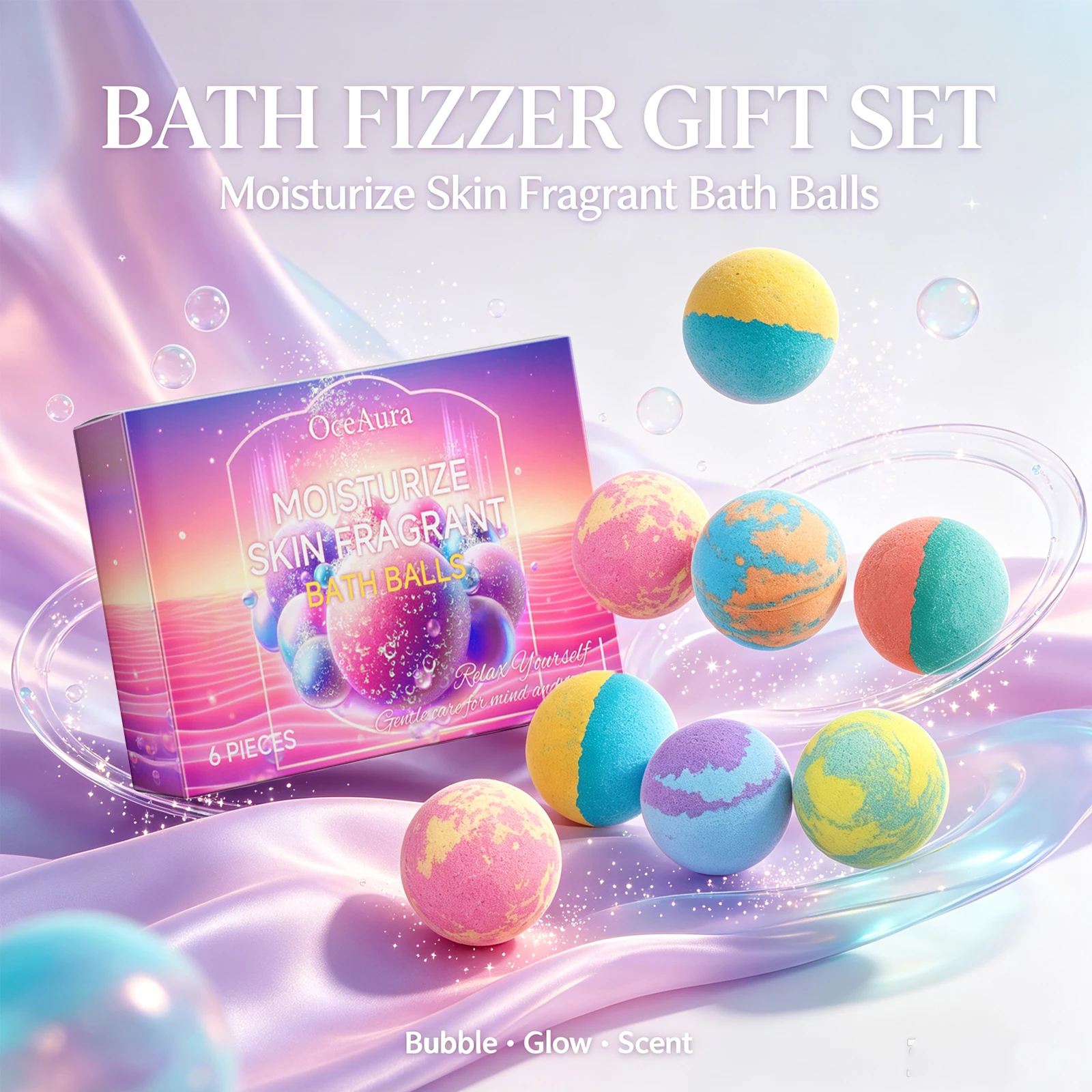 Bath Ball for Kids with Surprise Inside 6pcs Organic Colorful Bubble Bath Fizzy Ball Relaxing Aromatherapy Rich in Pure Essential Oils Dry Skin Moisturize Bubble Spa Bath Birthday Gifts Set