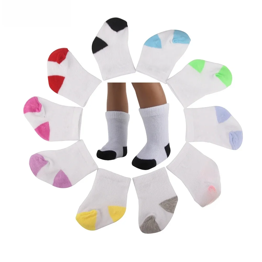 Chaussettes bicolores avec du beurre en coton pour bébé fille, jouet pour nouveau-né, américain, 18 pouces, 43cm, nouvelle arrivée