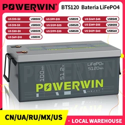 POWERWIN BT5120 LiFePO4 Built-in BMS Deep Cycles Solar Rechargeable Durable 51.2V 100Ah 5120Wh Solar Generator