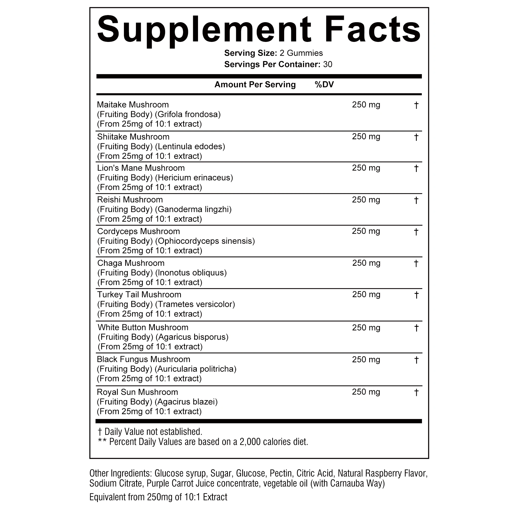 Mushroom Gummies - Enhance Brain Function, Helps with Concentration, Memory, Stress Relief, and Mood Improvement - 60 Gummies