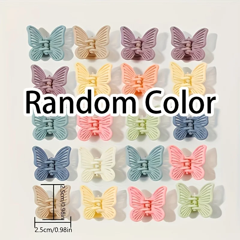 20pcs - Macaron butterfly hair clips, random colors, plastic, basic style, makeup hairstyle design accessories