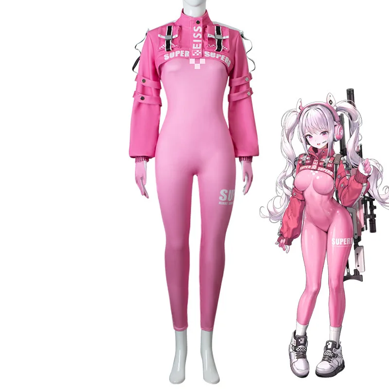 NIKKE アリス コスプレ衣装 勝利の女神 アリス ピンク ボディースーツ ラテックス ジャンプスーツ ジャケット スーツ