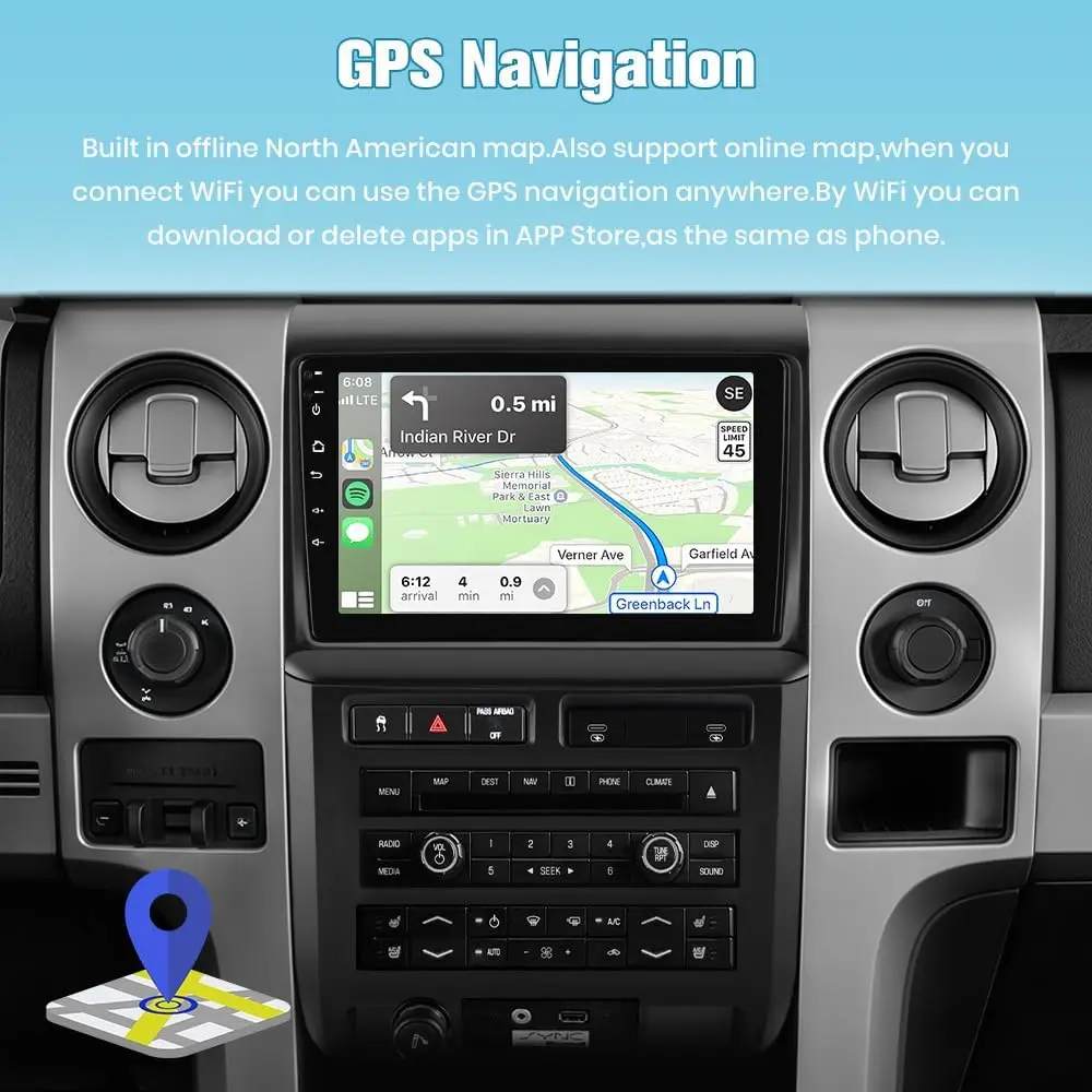 Junsun Car Radio Stereo for Ford F150 2009-2012 CarPlay/Android Auto 9