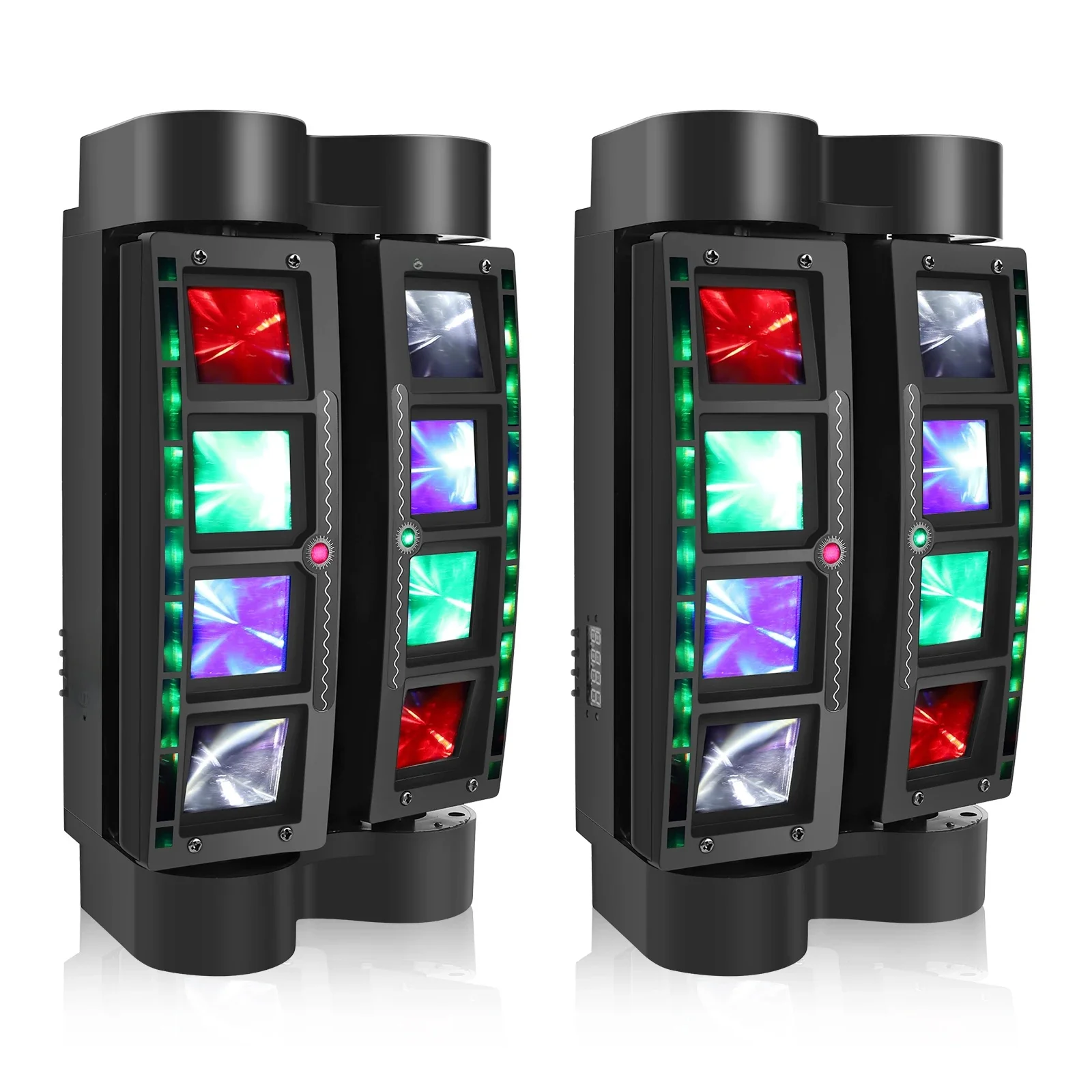 U'King 2 pièces Mini LED araignée lumière 8x10W RGBW faisceau lumière principale mobile DMX512 effet d'éclairage de scène pour DJ Disco fête Bar mariage